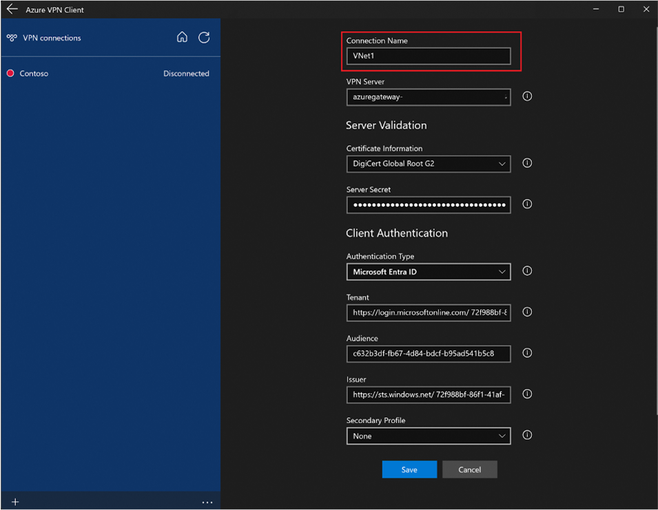Rename the connection if needed